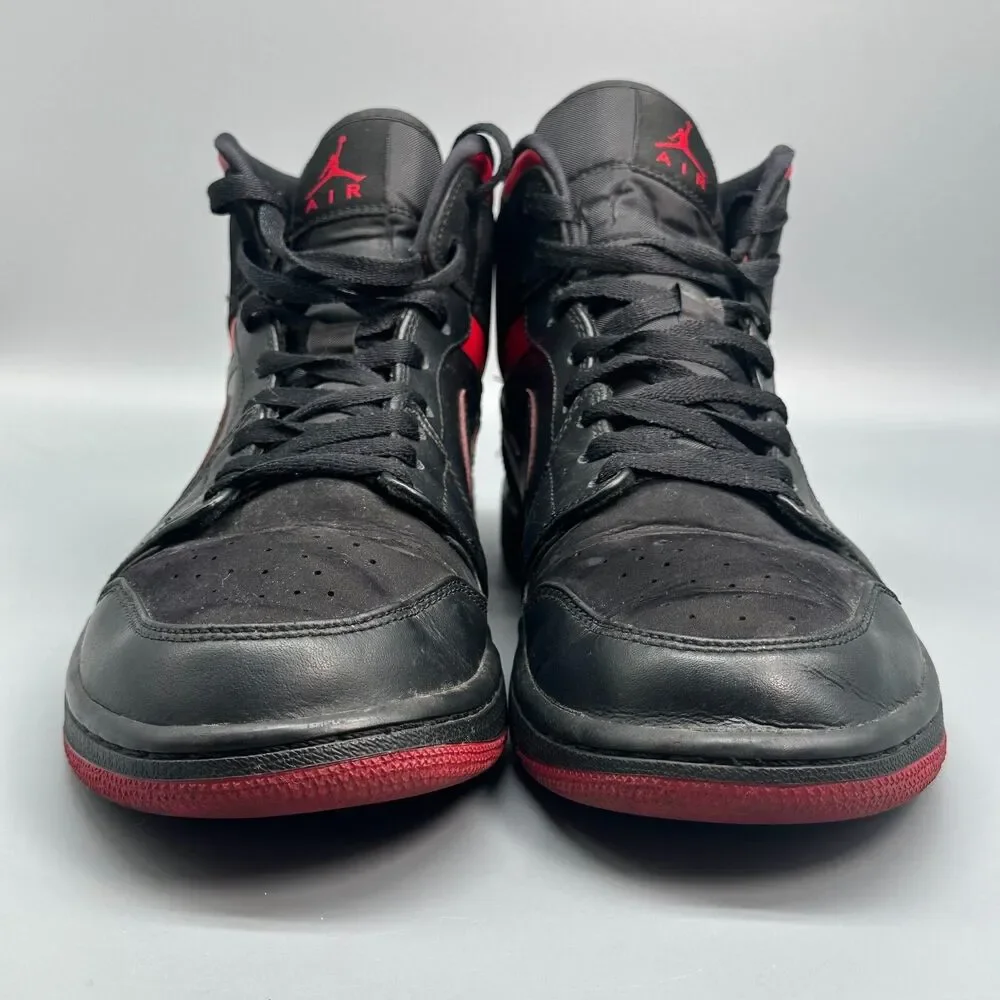 Jordan 1 Mid Last Shot Athletic Sneakers Mens 10.5 Black Leather Lace Up Mid Top